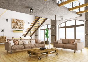 Wohnzimmer im industriellen Stil