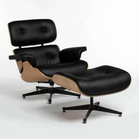 Leder: Loungesessel mit Fußhocker